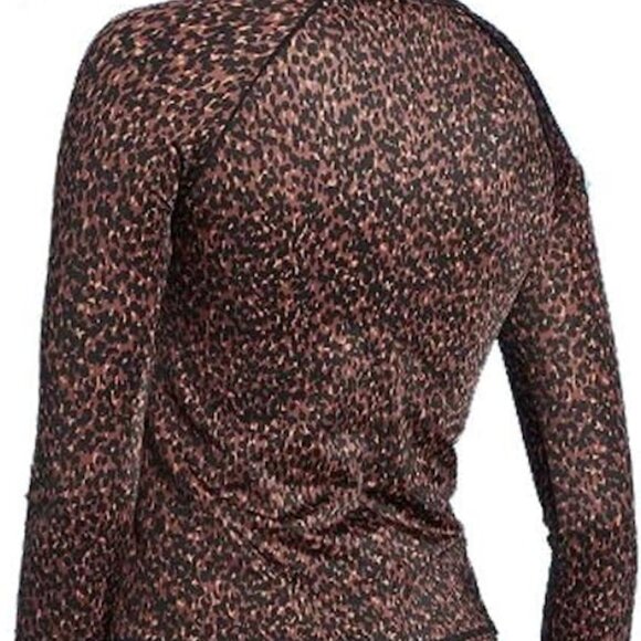 All in Motion Women's Long Sleeve Crew Neck Rashguard - (Rust Animal Print) Swim - Picture 2 of 3
